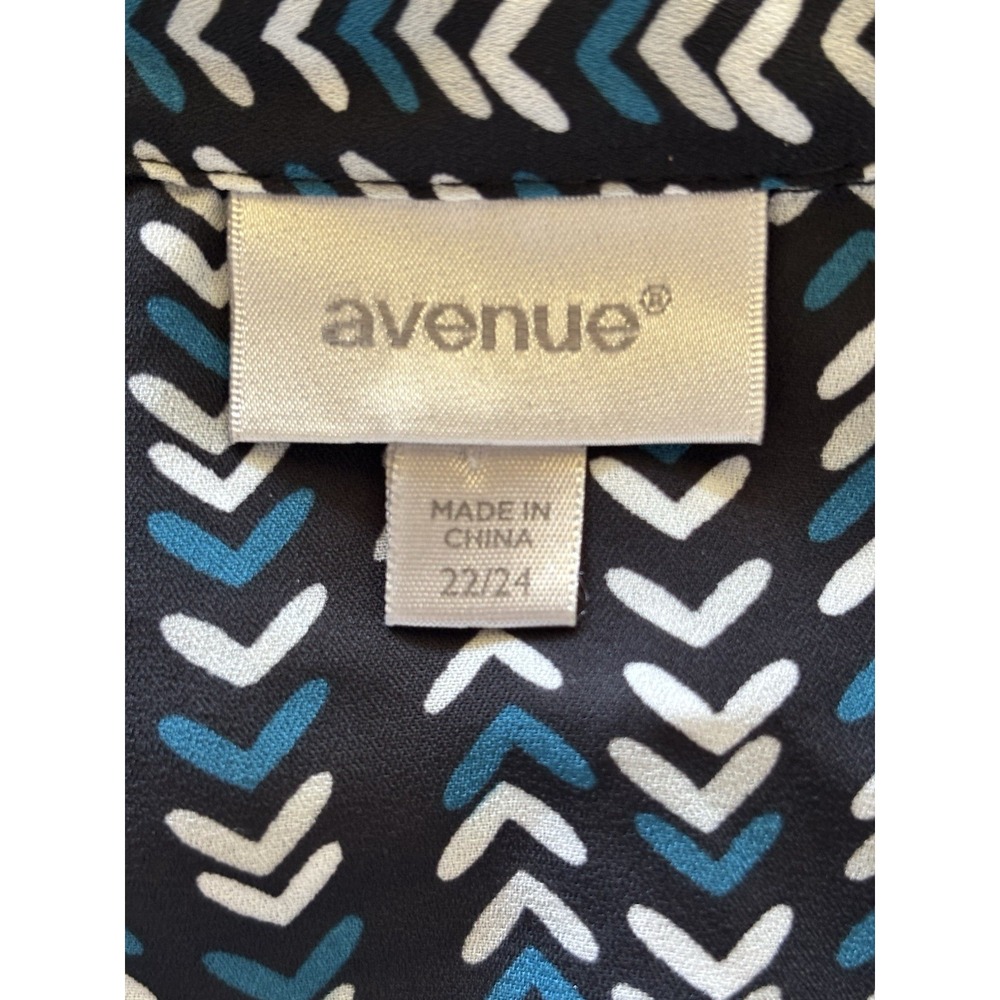 Avenue Long Tunic Short Dress 22/24 Balloon Long Sleeve Teal Black Chevron Print - Picture 4 of 9